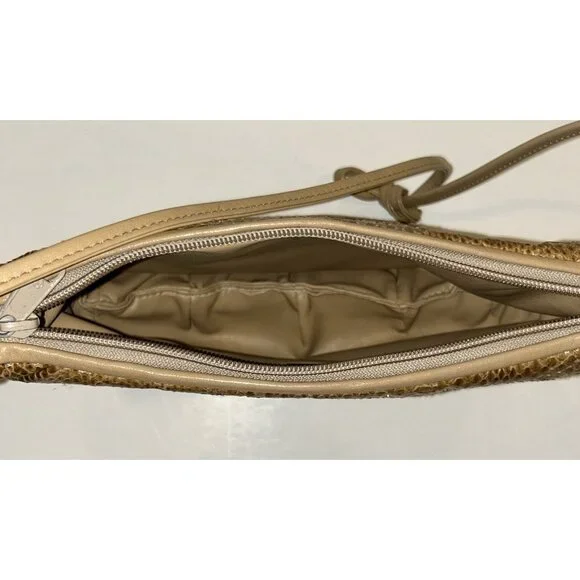 Clemente Vintage Snake Skin Shoulder Purse Tan / Brown With Strap Zipper Closure - Picture 15 of 16